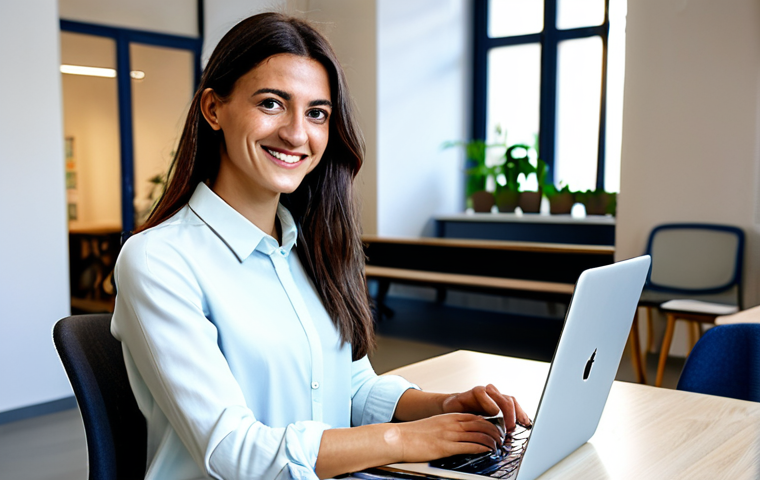 **

"A professional Italian woman in her late 20s, wearing a stylish, modest business casual outfit (skirt and blouse), sitting at a desk in a bright, modern co-working space in Milan.  She's smiling slightly and looking directly at the camera. Laptop and espresso visible on the desk. Safe for work, appropriate content, fully clothed, professional, perfect anatomy, natural pose, high quality, well-formed hands, proper finger count, natural body proportions."

**