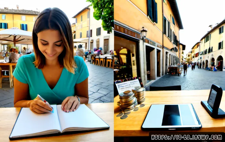 Home 10 온라인 부업과 오프라인 부업 비교 - Photorealistic split-screen comparison of an Italian woman earning income online at a bright home of...