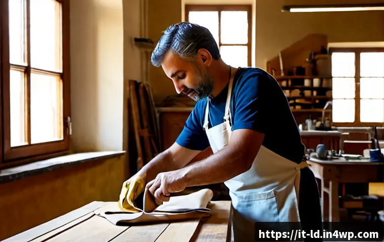 Home 13 부업의 사회적 책임과 윤리적 고려 - Photorealistic Italian artisan in a sunlit apartment workshop in Bologna, carefully restoring a vint...